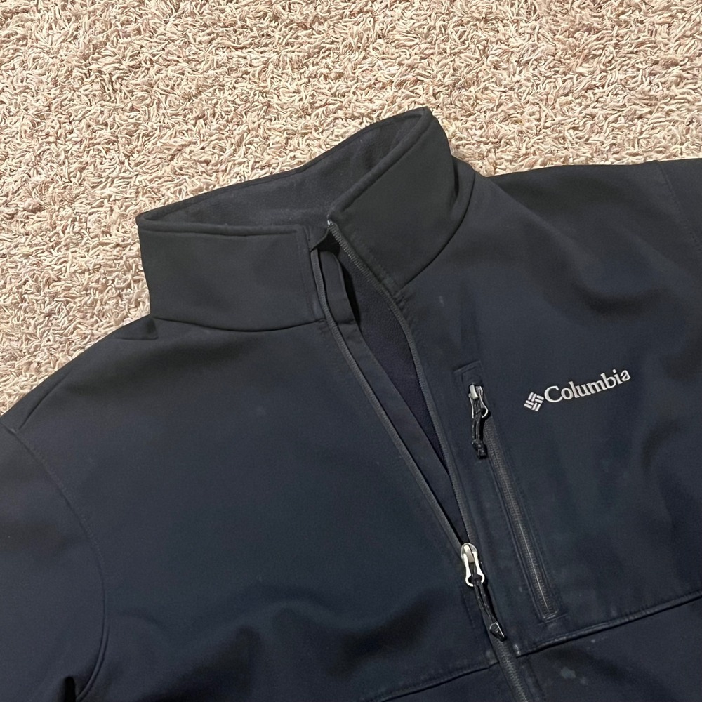 Columbia Mens Ascender Softshell Jacket Black Full Zip Fleece Lined Size Large